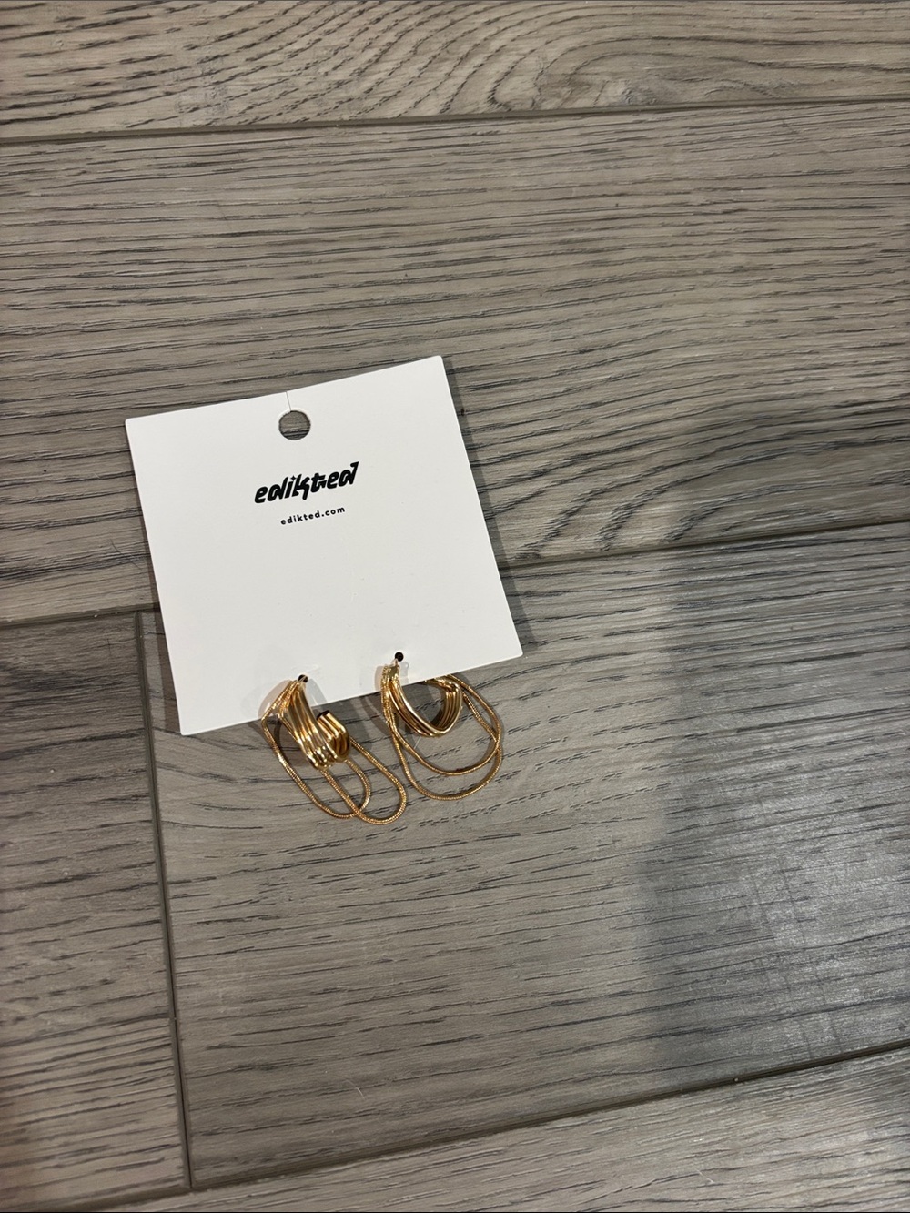 NWT Edikted Gold Layered Hoop Drop Earrings
